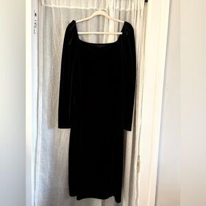 SHEIN Black Long Sleeve Velvet Midi Dress Size 3XL